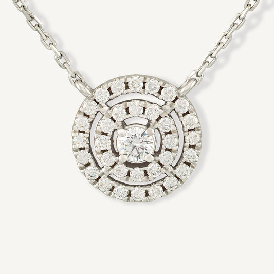 18K White Gold Sparkling Sun Diamond Necklace with Natural Diamonds
