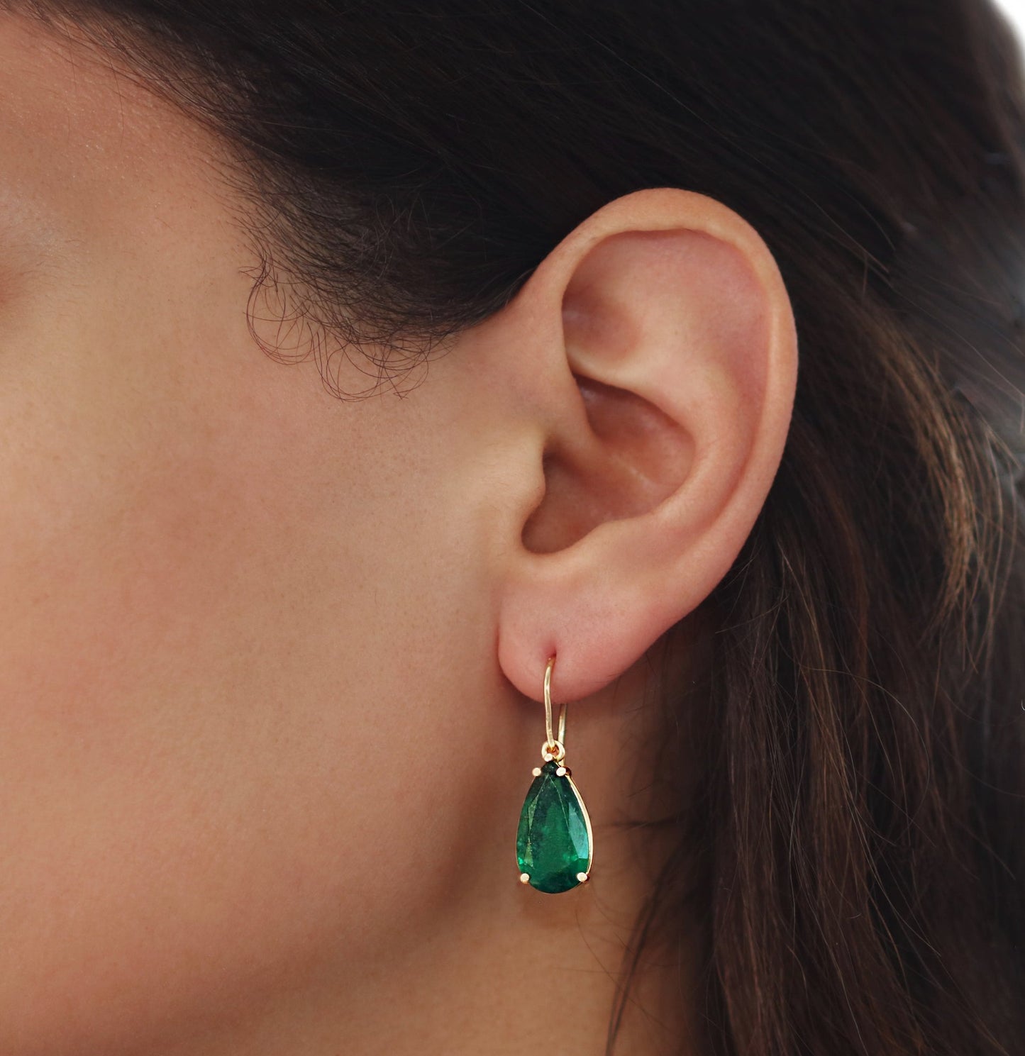 18K Yellow Gold Natural 12.80 Carat Beryl Zambian Emerald Earrings