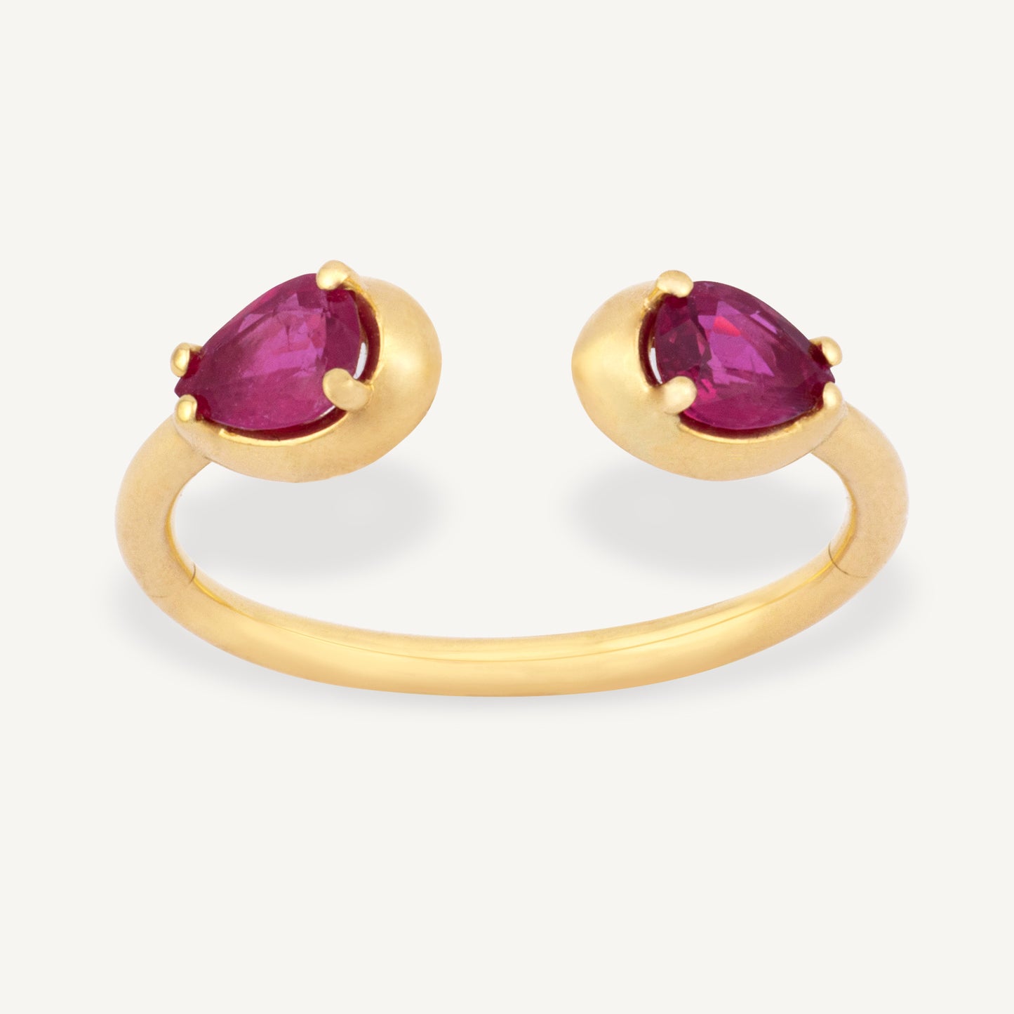 18K Yellow Gold Ruby Sparkle Open Ring with Natural Red Rubies