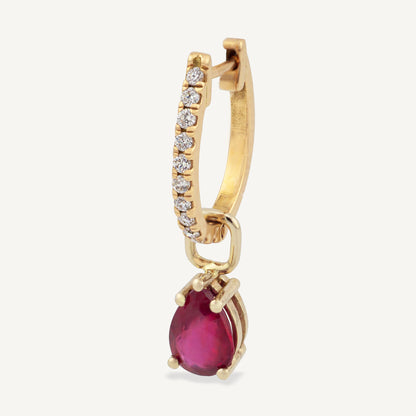 18K Yellow Gold Crimson Ruby Earrings with Natural Red Rubies and Diamonds