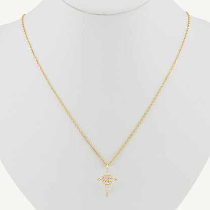 18K Yellow Gold Glimmering Grace Charm Necklace with Natural Diamonds