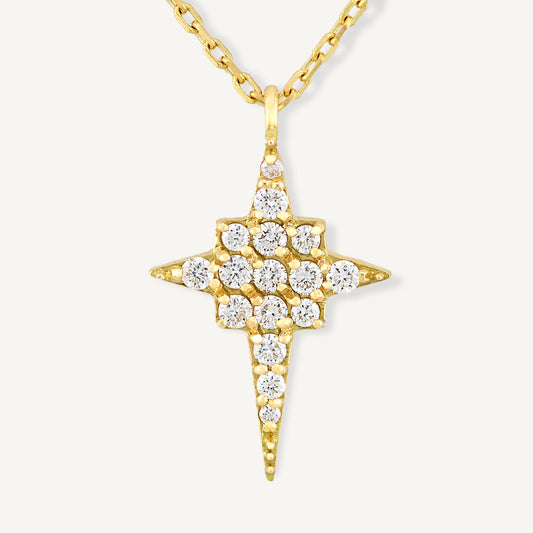 18K Yellow Gold Glimmering Grace Charm Necklace with Natural Diamonds