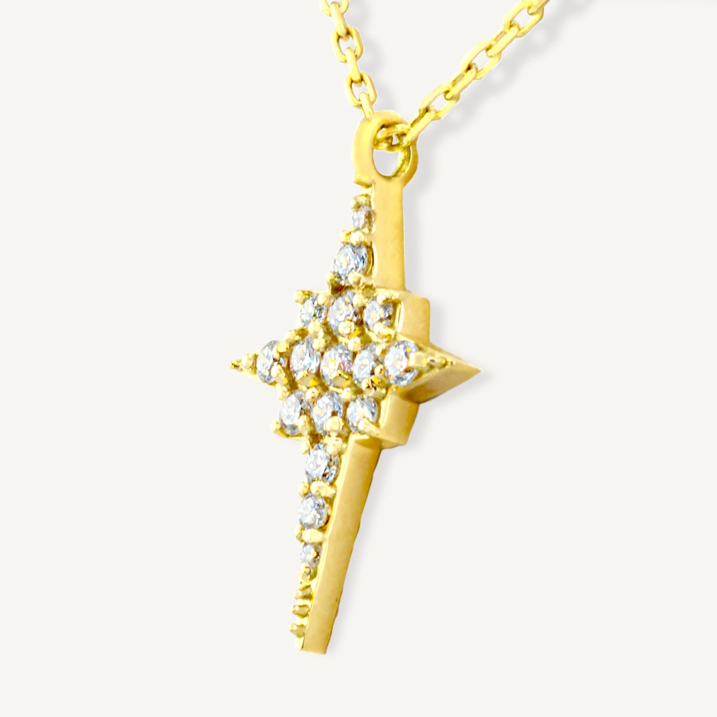 18K Yellow Gold Glimmering Grace Charm Necklace with Natural Diamonds