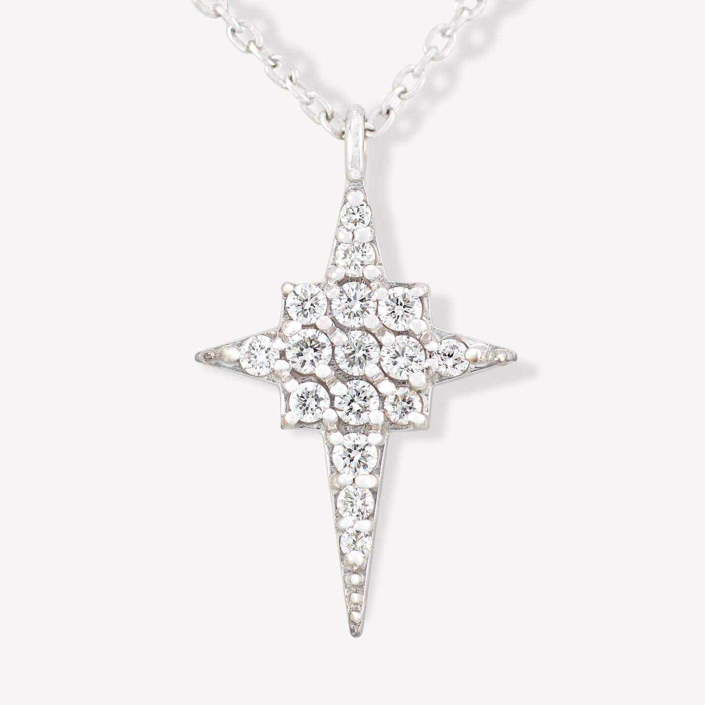 18K White Gold Glimmering Grace Charm Necklace with Natural Diamonds