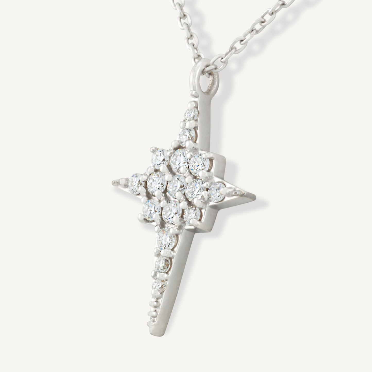 18K White Gold Glimmering Grace Charm Necklace with Natural Diamonds