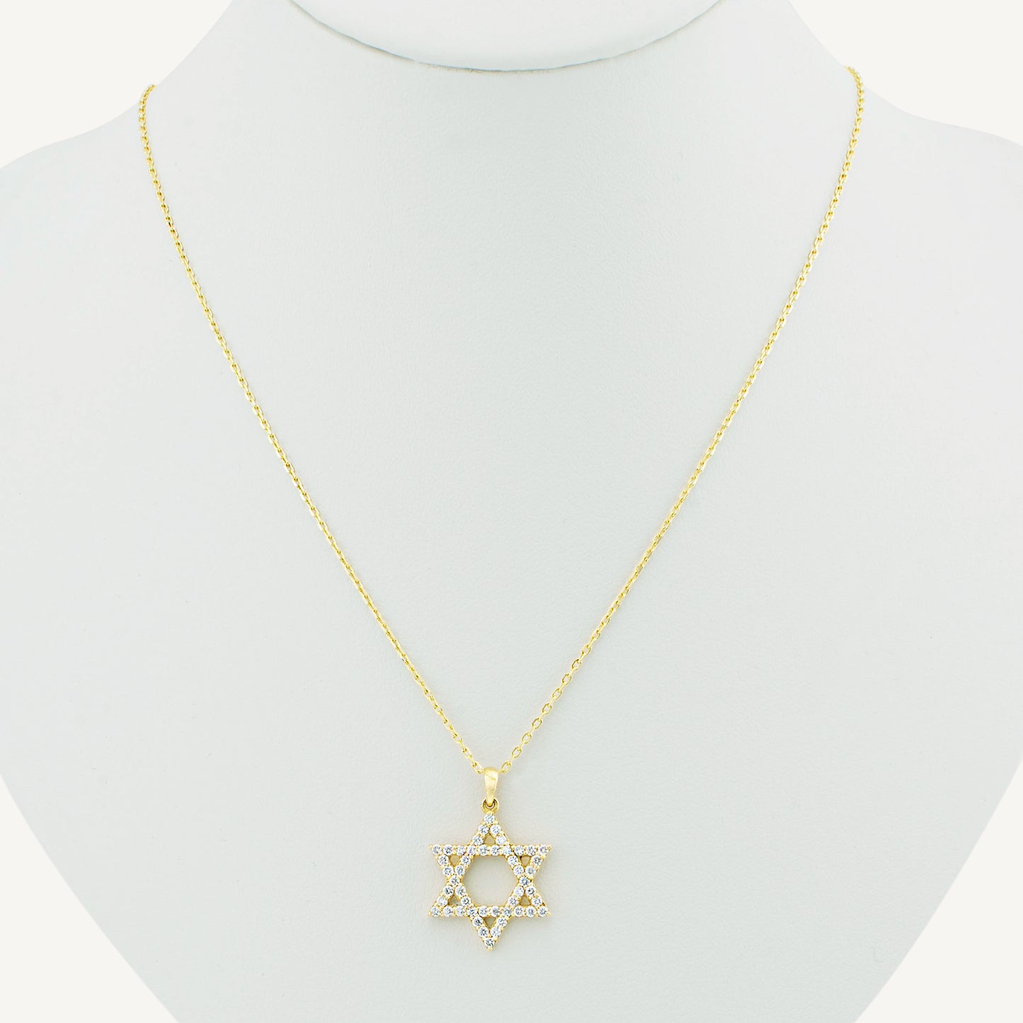 18K Yellow Gold David’s Star Ethereal Necklace with Natural Diamonds