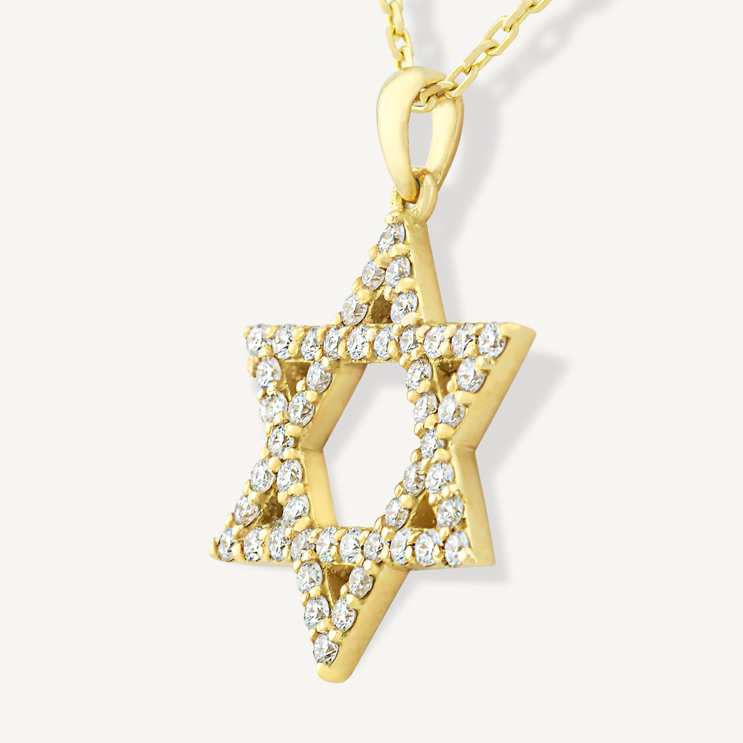 18K Yellow Gold David’s Star Ethereal Necklace with Natural Diamonds