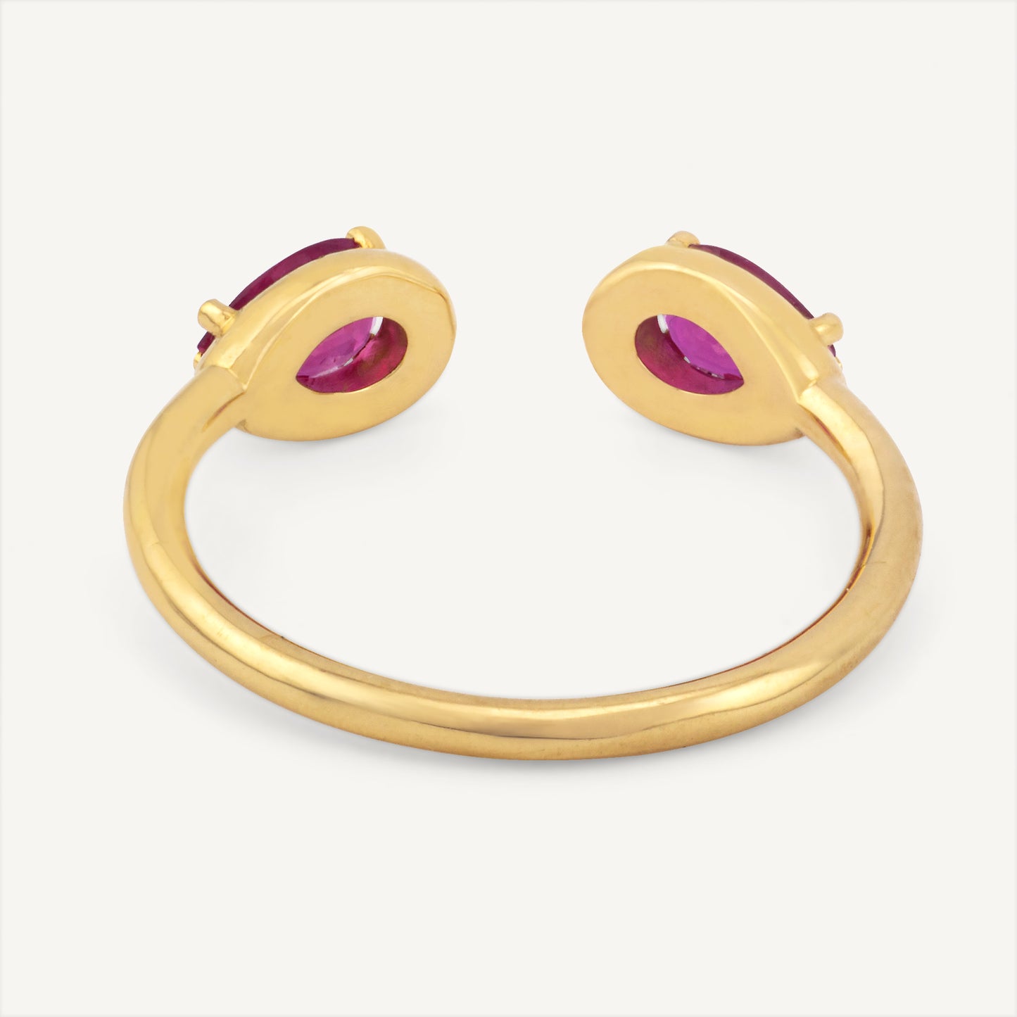 18K Yellow Gold Ruby Sparkle Open Ring with Natural Red Rubies