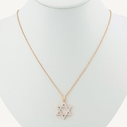 18K Rose Gold David’s Star Ethereal Necklace with Natural Diamonds