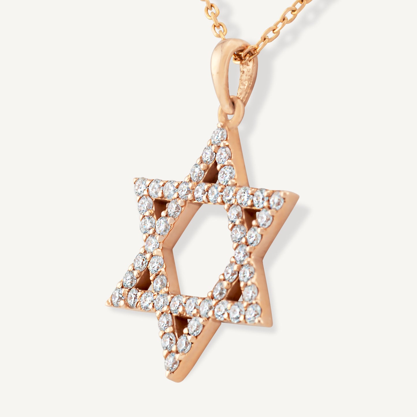 18K Rose Gold David’s Star Ethereal Necklace with Natural Diamonds