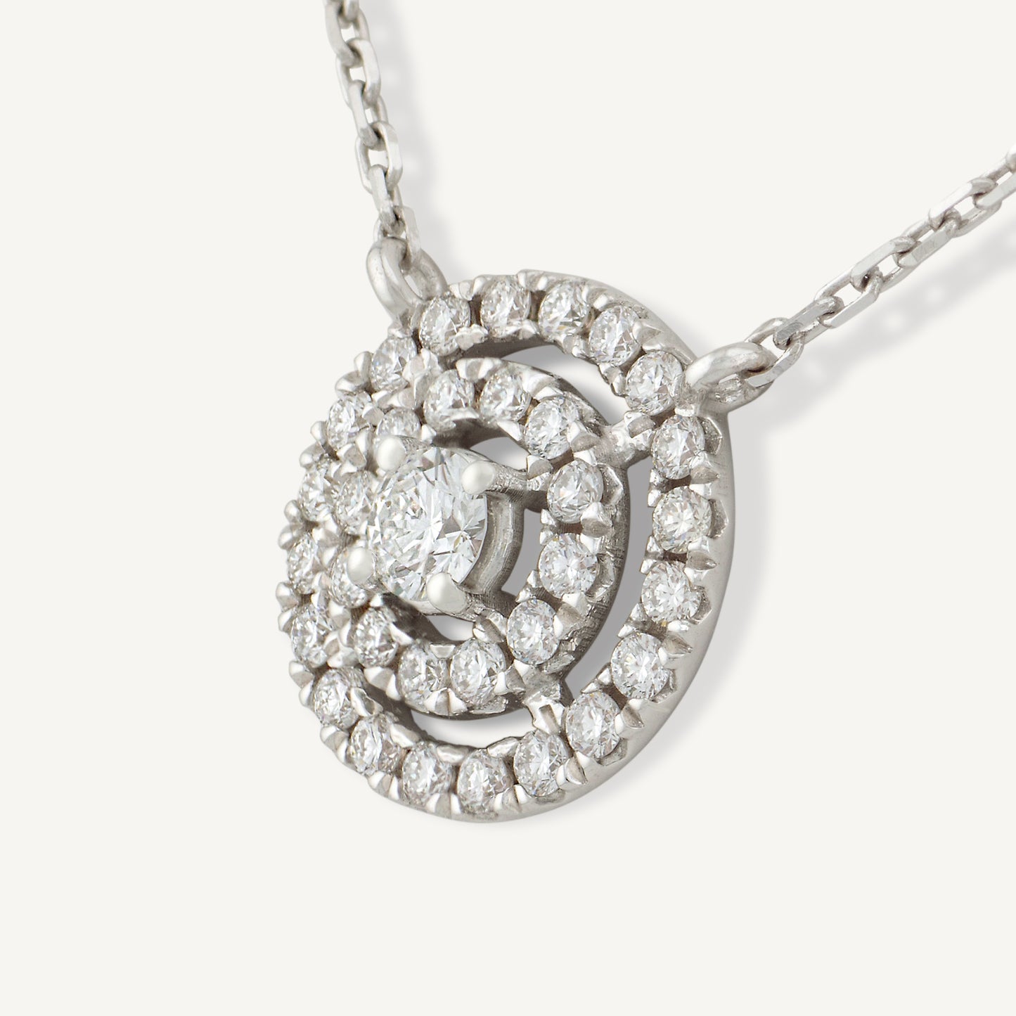 18K White Gold Sparkling Sun Diamond Necklace with Natural Diamonds