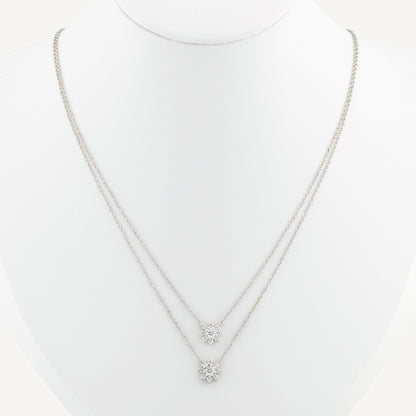 18K White Gold Diamond’s Duet Halo Necklaces with Natural Diamonds