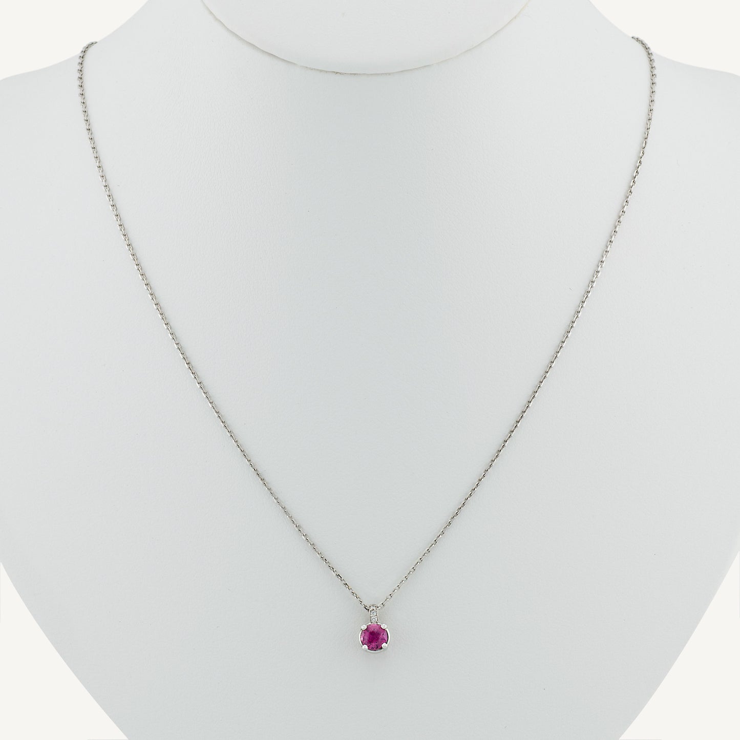 18K White Gold Crimson Flame Ruby Necklace with Natural Rubies and Diamonds