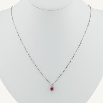 18K White Gold Crimson Flame Ruby Necklace with Natural Rubies and Diamonds