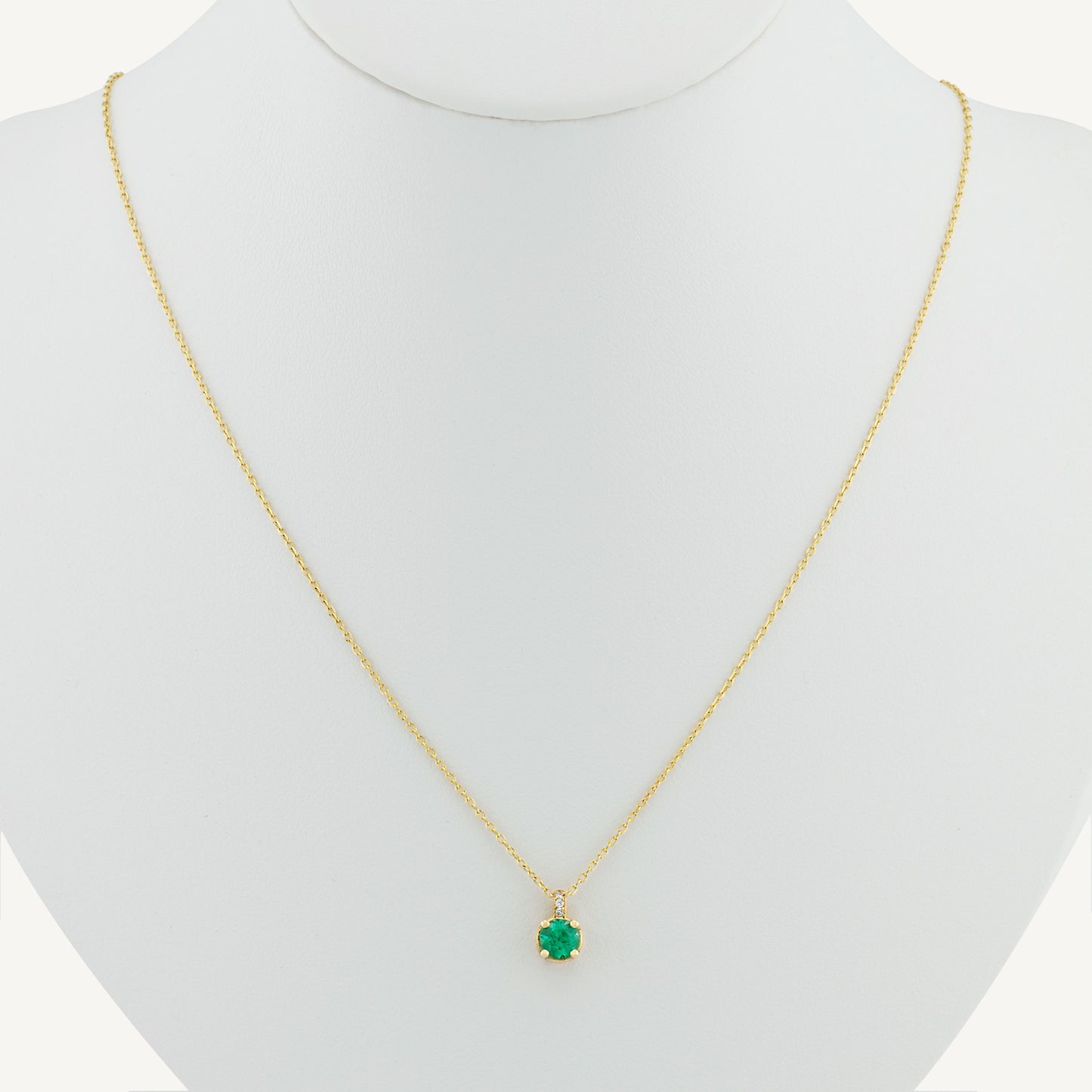 18K Yellow Gold Emerald Shine Necklace with Natural Green Emeralds and Diamonds