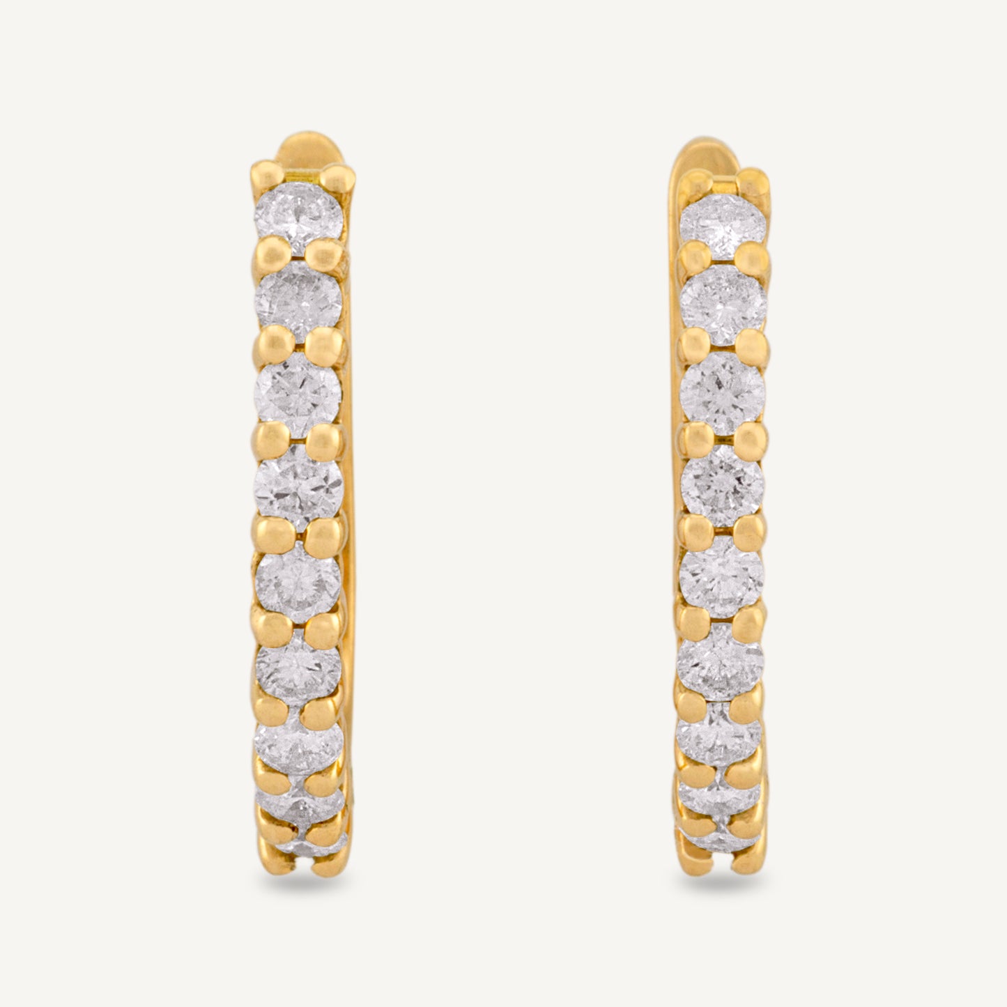 18K Yellow Gold Diamond Hoop Earrings with Natural Diamonds