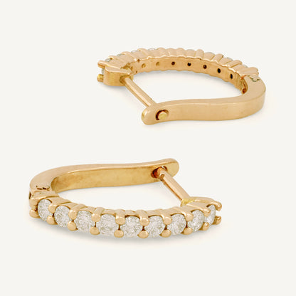 18K Yellow Gold Diamond Hoop Earrings with Natural Diamonds