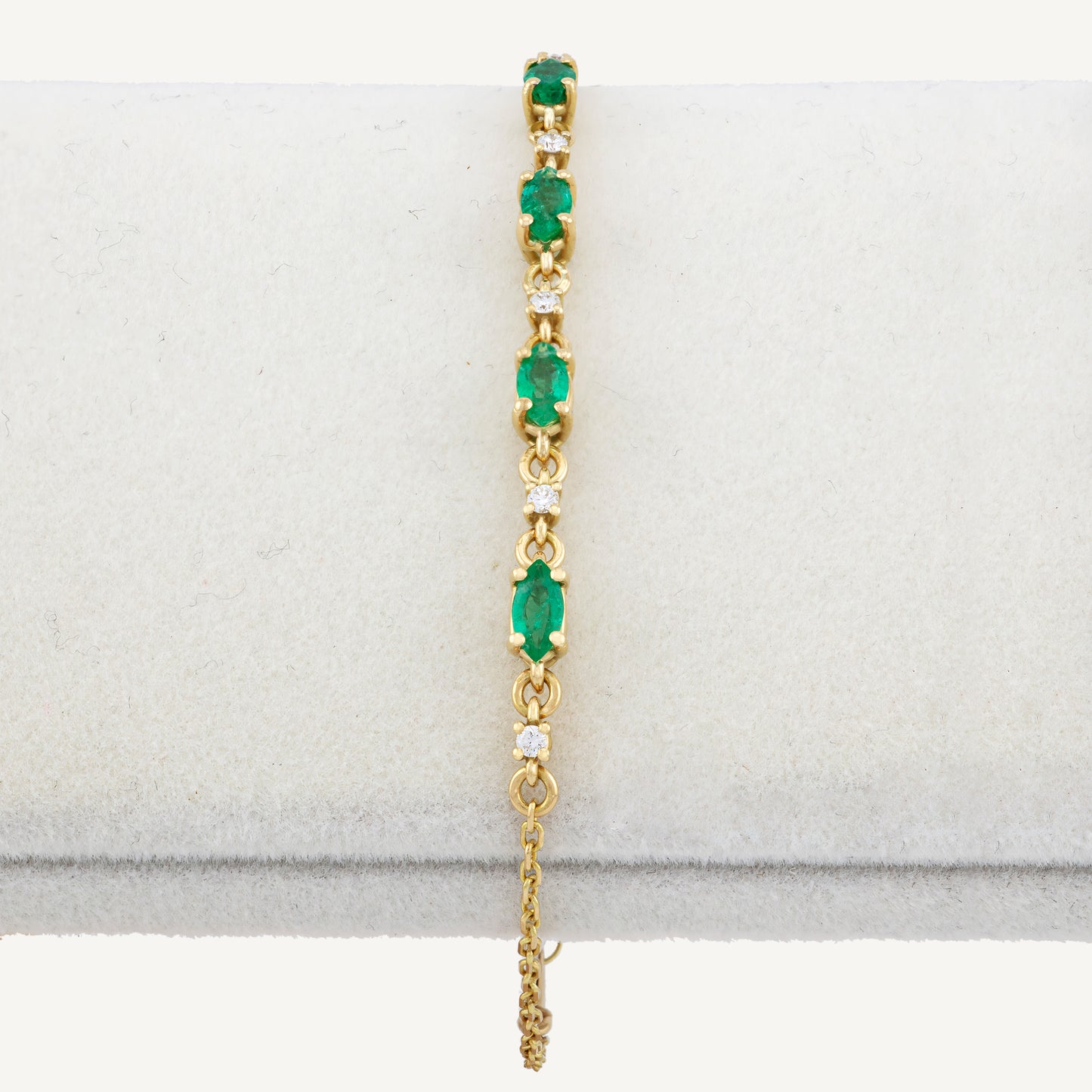 18K Yellow Gold Evergreen Emerald Bracelet with Natural Green Emeralds and Diamonds