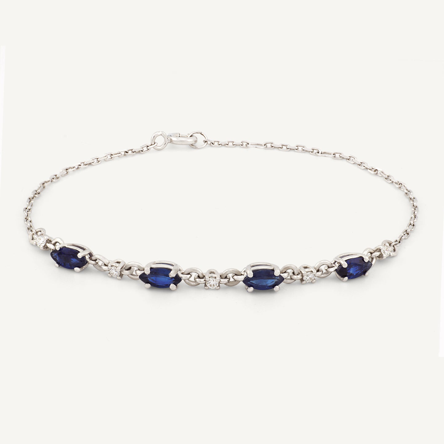 18K White Gold Midnight Sapphire Bracelet with Natural Blue Sapphires and Diamonds