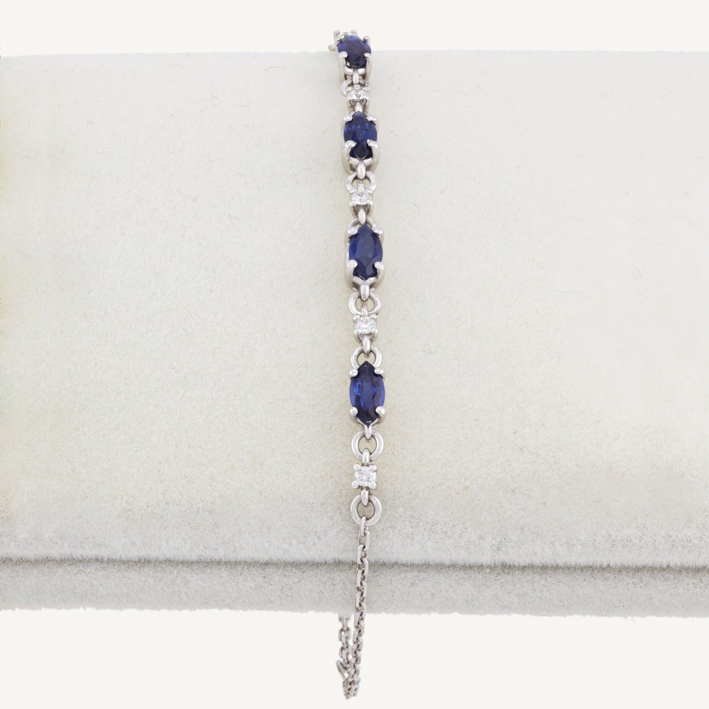 18K White Gold Midnight Sapphire Bracelet with Natural Blue Sapphires and Diamonds