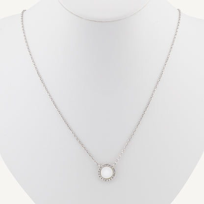 18K White Gold Mother of Pearl Necklace with Natural Mother of Pearl