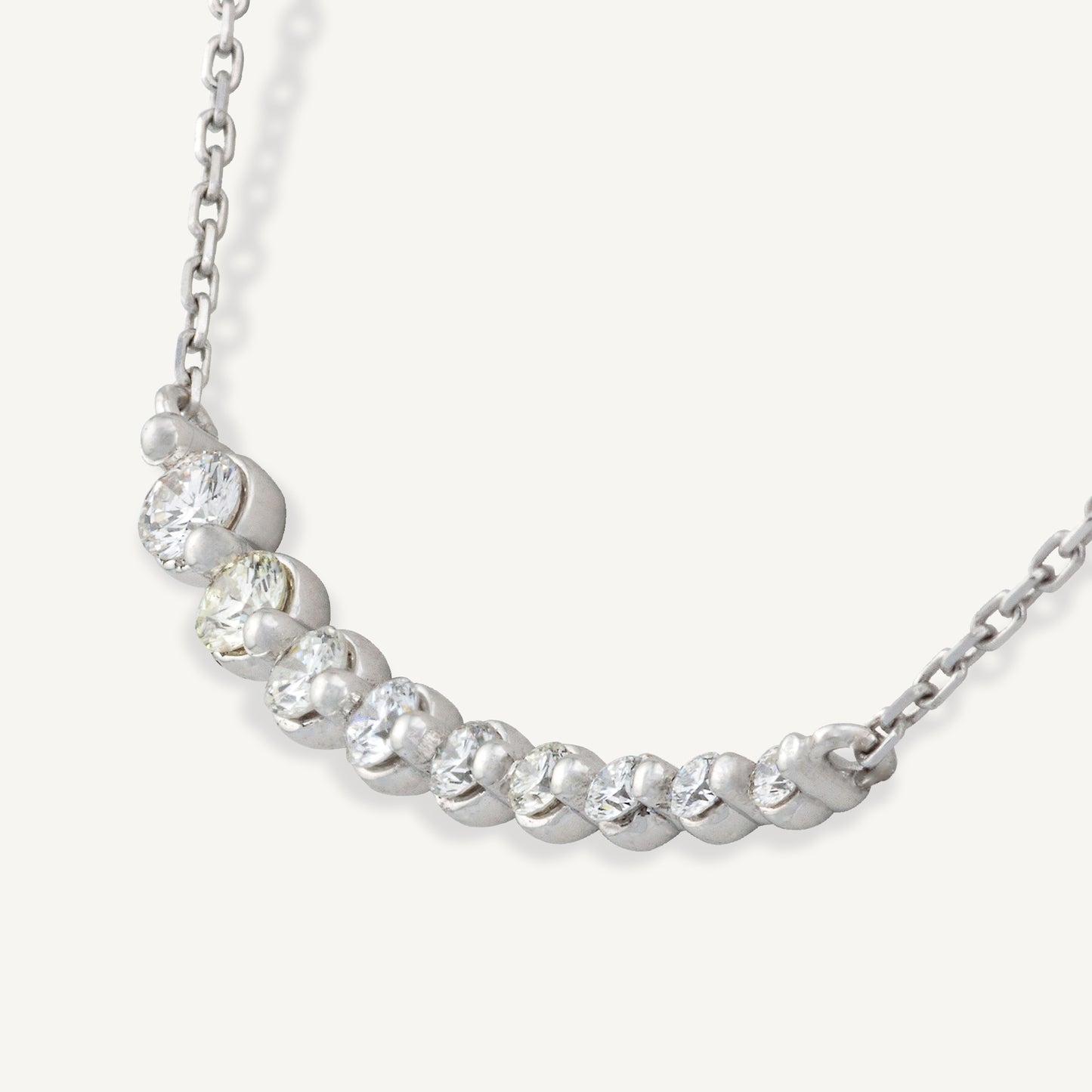 18K White Gold Diamond Symphony Necklace with Natural Diamonds