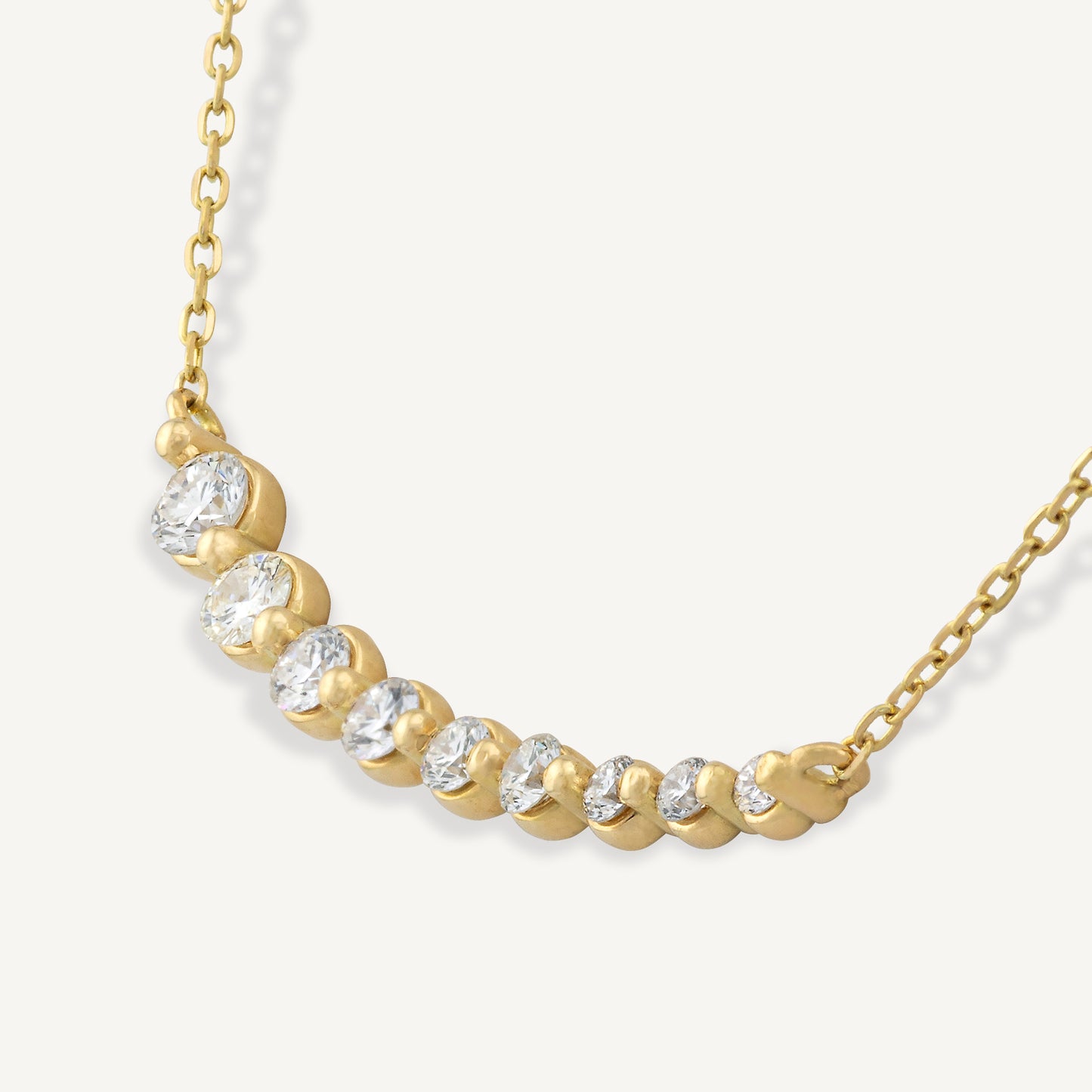 18K Yellow Gold Diamond Symphony Necklace with Natural Diamonds