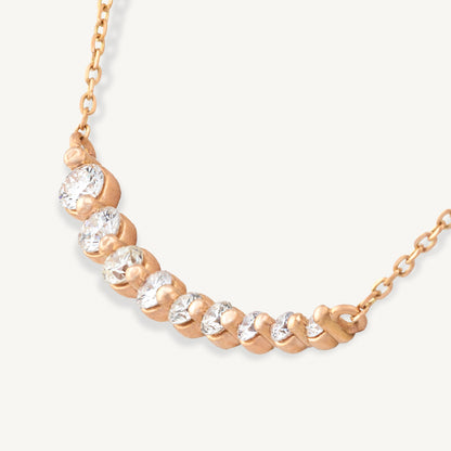 18K Rose Gold Diamond Symphony Necklace with Natural Diamonds