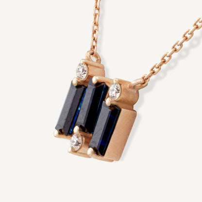 18K Yellow Gold Midnight Sapphire Necklace with Natural Blue Sapphires and Diamonds