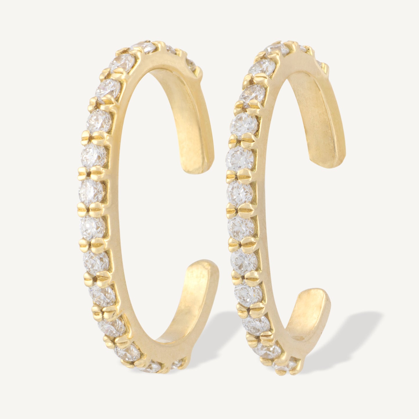 18K Yellow Gold Diamond Cuff Earrings with Natural Diamonds