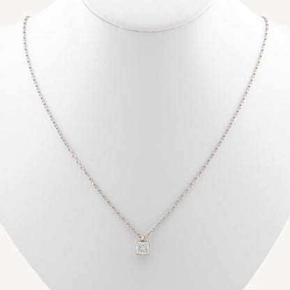 18K White Gold Princess Cut Diamond Necklace with a Natural 1 Carat Diamond