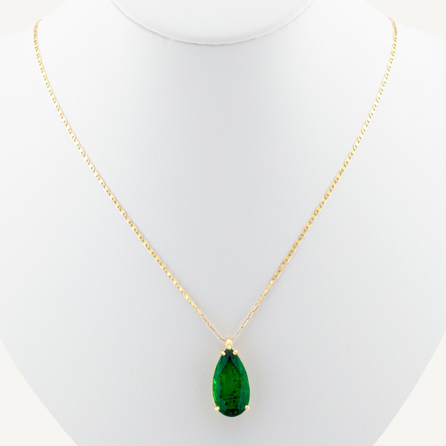 18K Yellow Gold Zambian Emerald Necklace with a Natural 6.50 Carat Zambian Emerald