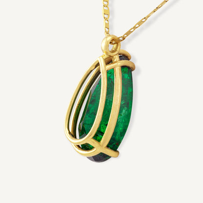 18K Yellow Gold Zambian Emerald Necklace with a Natural 6.50 Carat Zambian Emerald