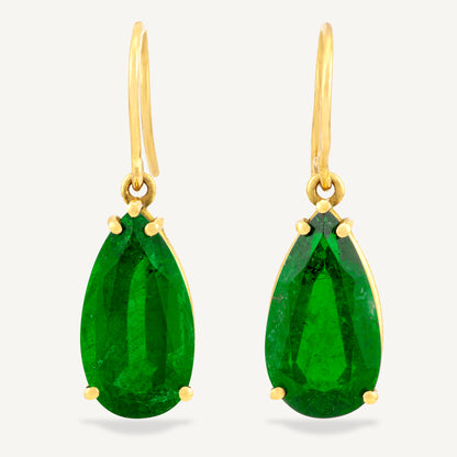 18K Yellow Gold Natural 12.80 Carat Beryl Zambian Emerald Earrings