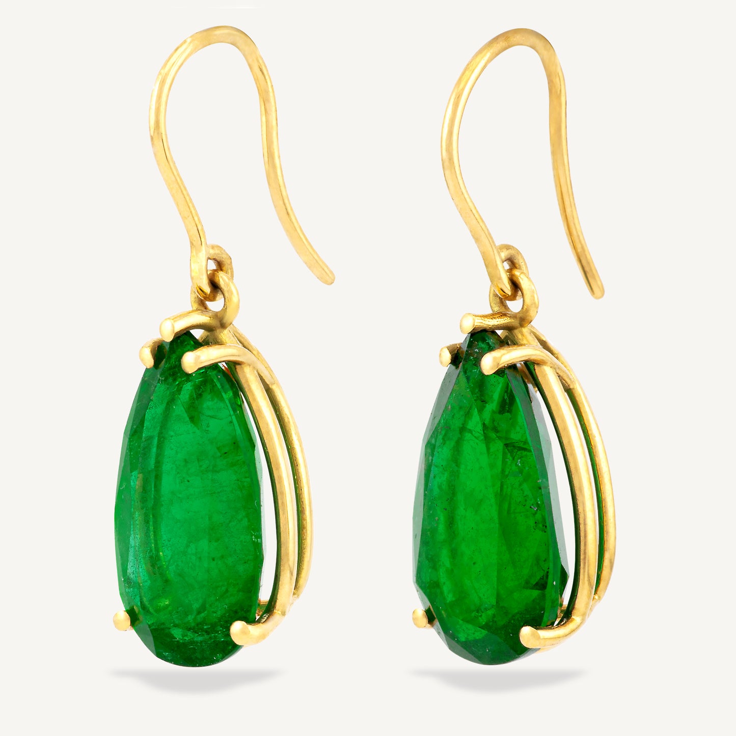 18K Yellow Gold Natural 12.80 Carat Beryl Zambian Emerald Earrings