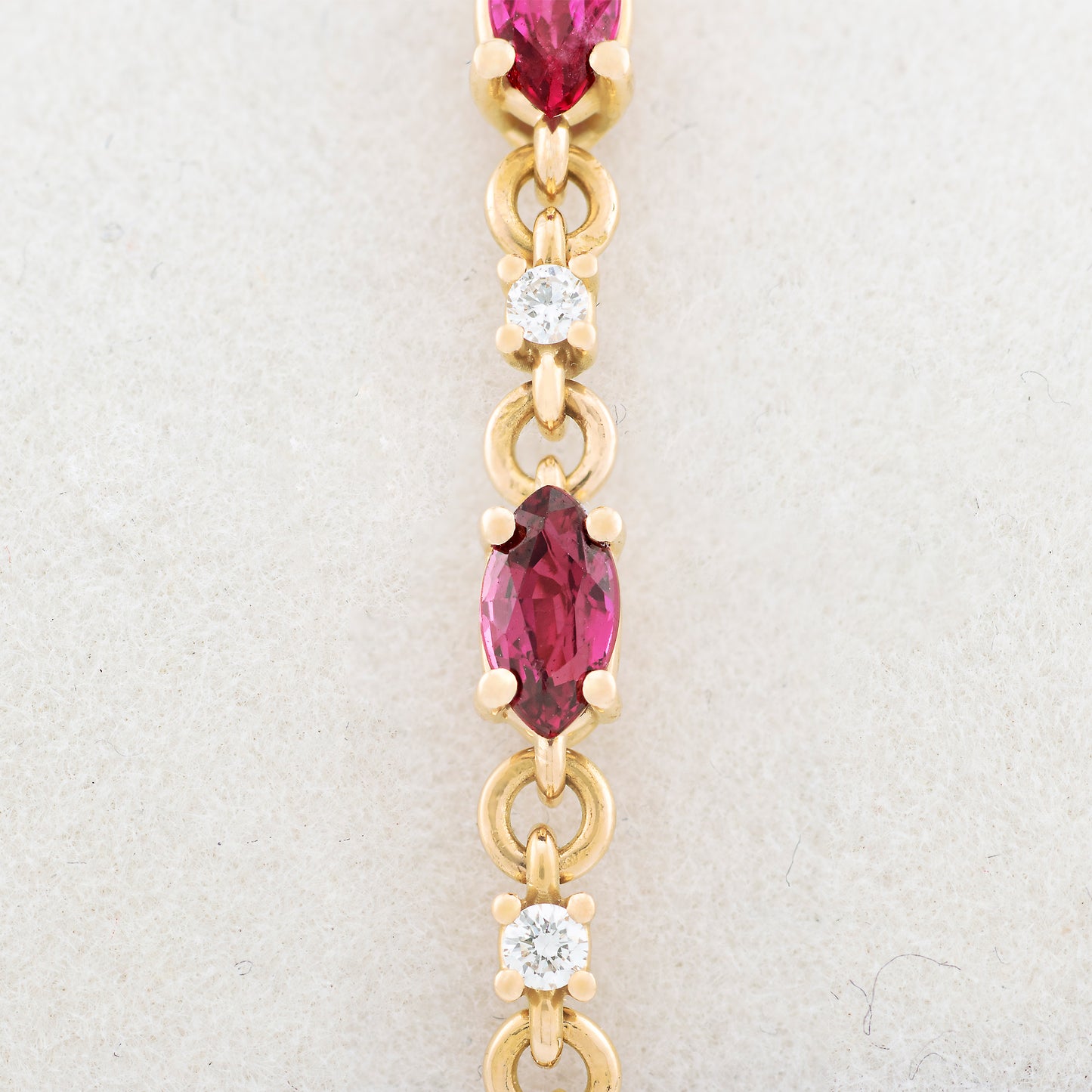 18K Yellow Gold Ruby Sparkle Bracelet with Natural Red Rubies and Diamonds