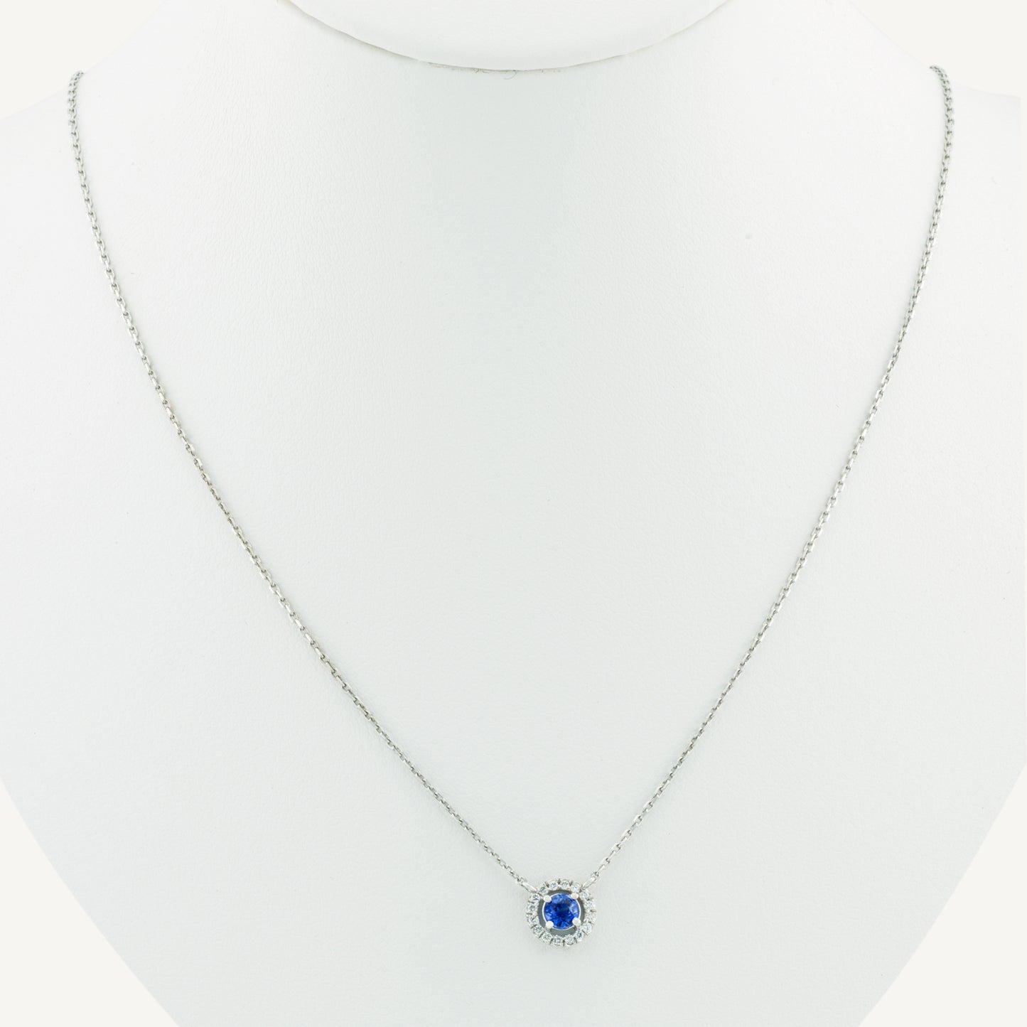 18K White Gold Starlite Sapphire Necklace with Natural Blue Sapphires and Diamonds