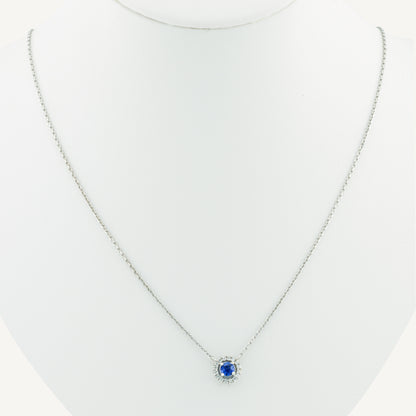 18K White Gold Starlite Sapphire Necklace with Natural Blue Sapphires and Diamonds