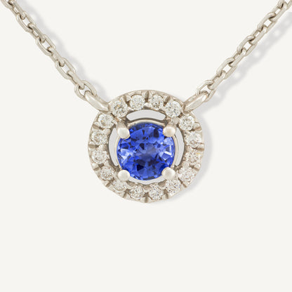 18K White Gold Starlite Sapphire Necklace with Natural Blue Sapphires and Diamonds