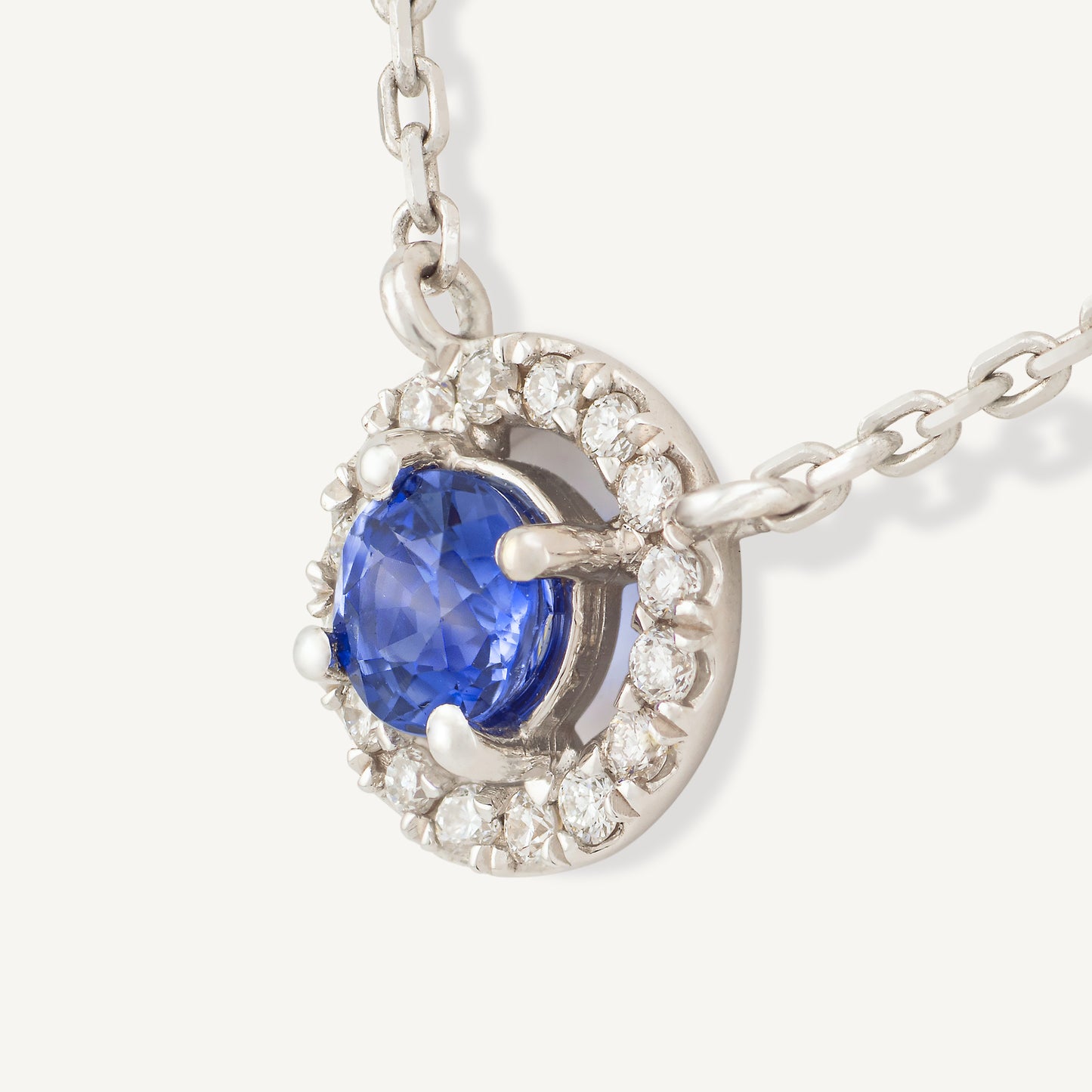 18K White Gold Starlite Sapphire Necklace with Natural Blue Sapphires and Diamonds