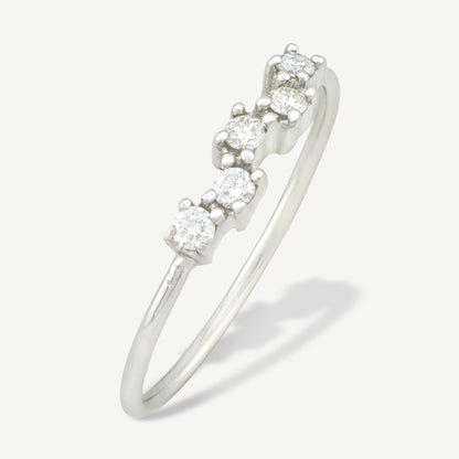 18K White Gold Five-Stone Diamond Rhythmic Ring with Natural Diamonds