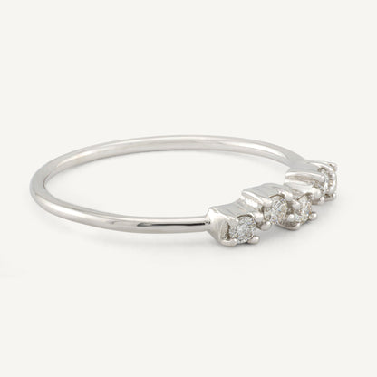 18K White Gold Five-Stone Diamond Rhythmic Ring with Natural Diamonds