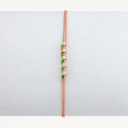 18K Rose Gold Emerald Melody Bracelet with Natural Emeralds and Diamonds