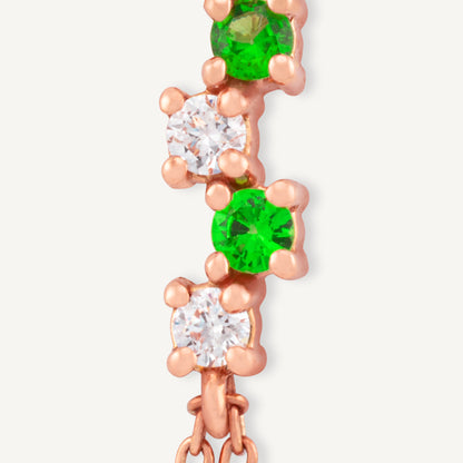 18K Rose Gold Emerald Melody Bracelet with Natural Emeralds and Diamonds