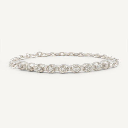 18K White Gold Diamond Chain Ring with Natural Diamonds