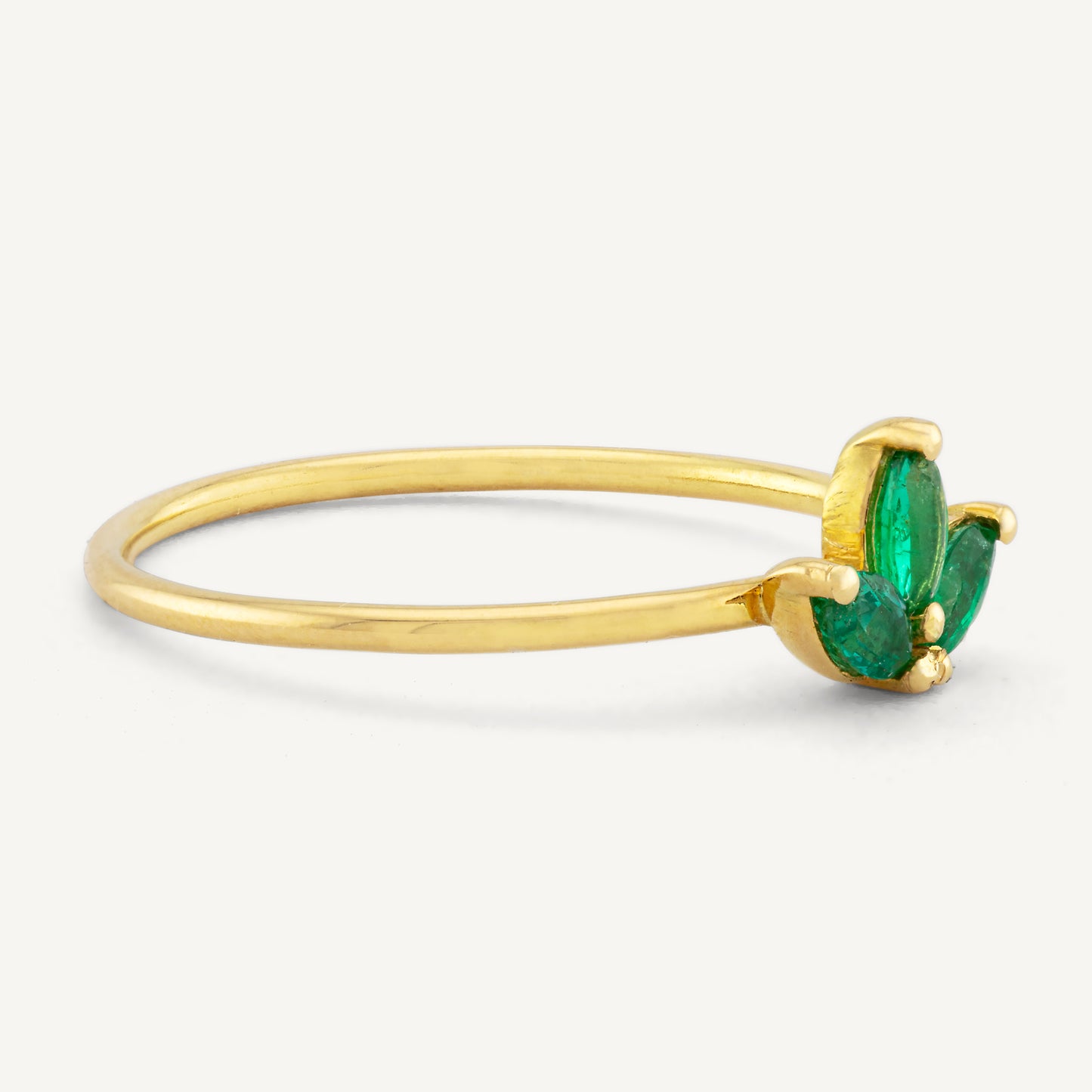 18K Yellow Gold Evergreen Emerald Symphony Ring with Natural Emeralds