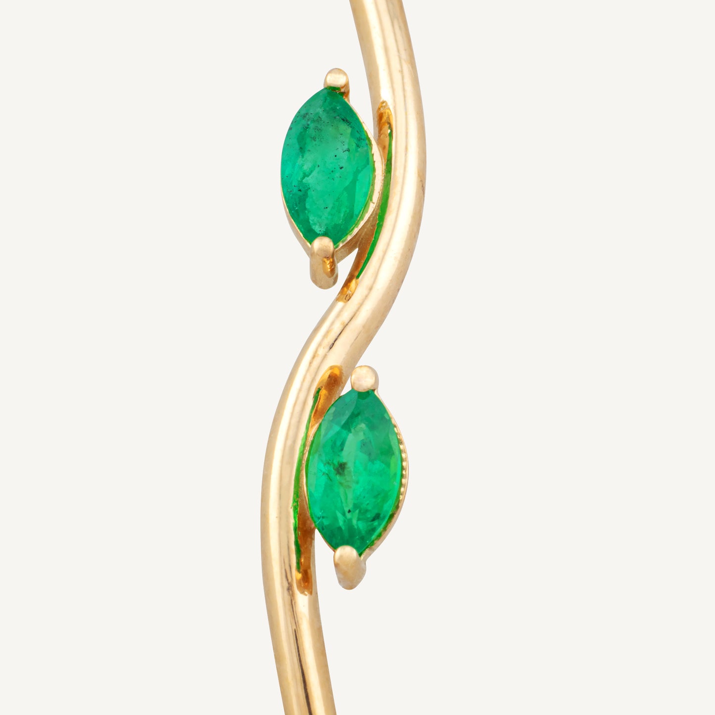 18K Yellow Gold Emerald Swirl Bracelet with Natural Green Emeralds