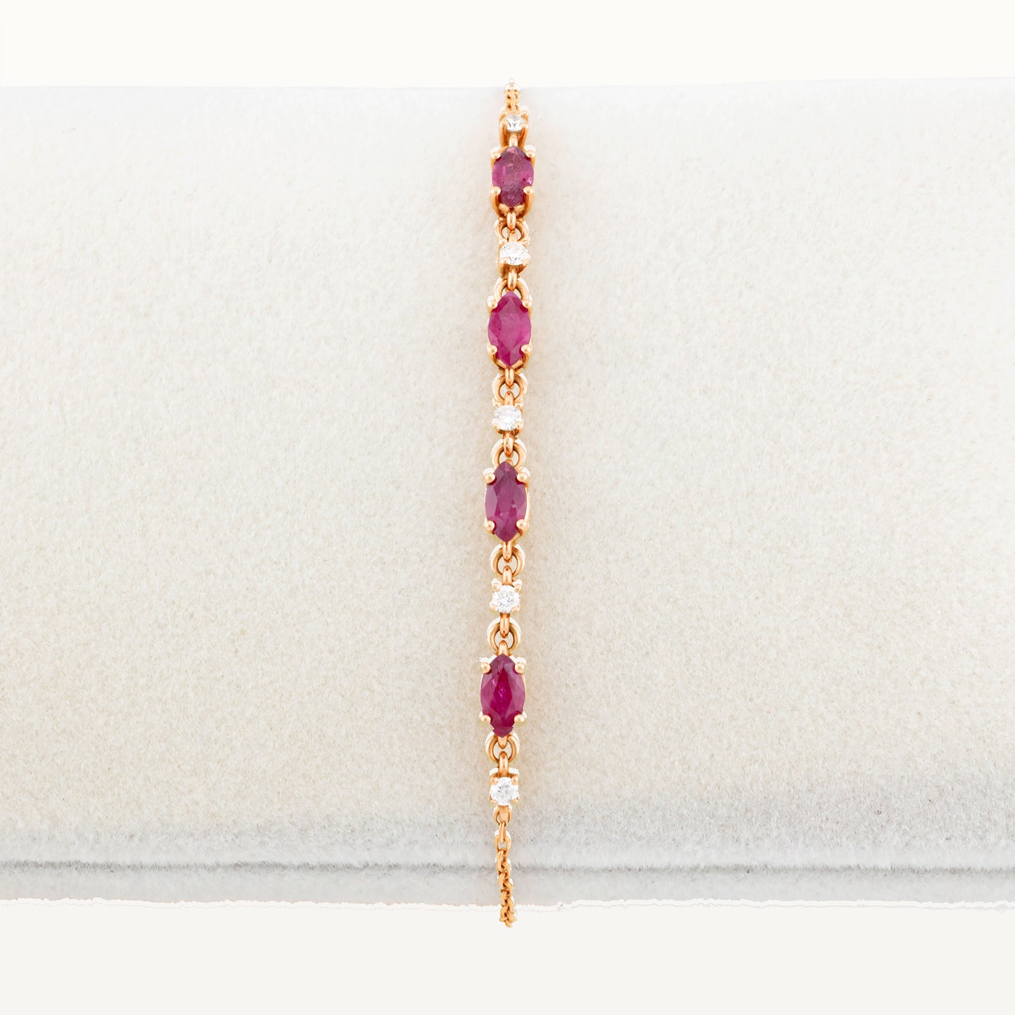 18K Rose Gold Ruby Sparkle Bracelet with Natural Rubies and Diamonds