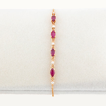 18K Rose Gold Ruby Sparkle Bracelet with Natural Rubies and Diamonds