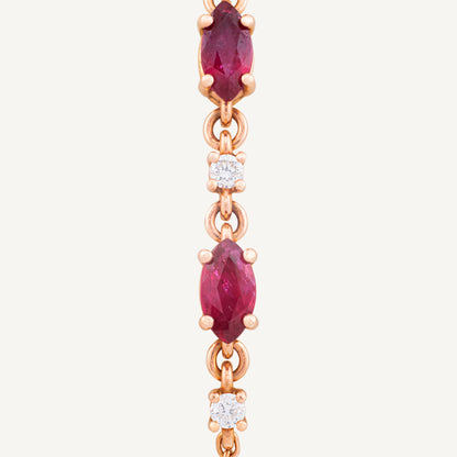 18K Rose Gold Ruby Sparkle Bracelet with Natural Rubies and Diamonds